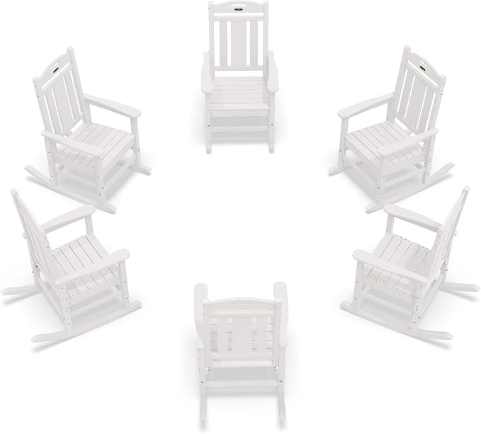 Oversized Outdoor Rocking Chairs Set of 6, 380lbs Heavy-Duty Large Patio Rocker by CIOKEA