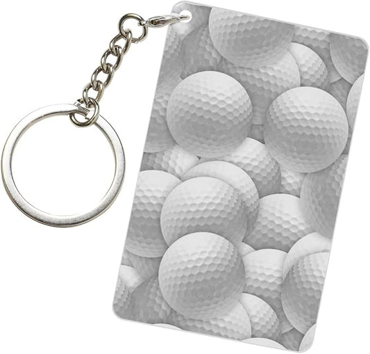 Astronaut Playing Golf Keychains Rectangular Acrylic Keychain Daily Key Ring Car Key Fob Holder 2X3 Inch