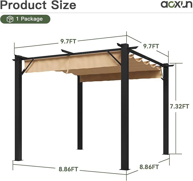 Aoxun 10'x10' Outdoor Pergola, Patio Pergola - Image 7