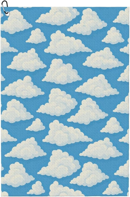 Cloud Golf Towel Waffle Microfiber with Hook Detachable Clip 24x16in