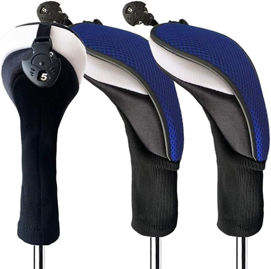 Golf Club Head Covers for Woods and Driver Hybrids Fairway Value Pack Protective Clubs Headcovers with Interchangeable No.Tags 1 3 5
