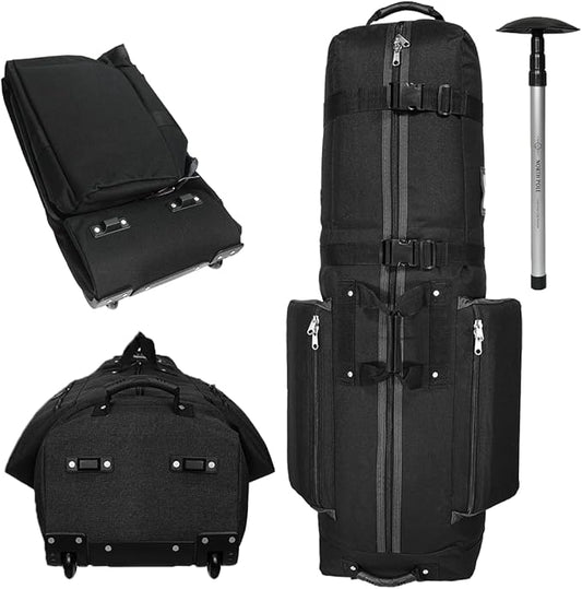 CaddyDaddy Constrictor Soft-Sided Golf Travel Bag Cover with Thick Dense Foam Padded Top 1 Year Full Travel Bag Replacement Coverage | Wheels & Lockable Zippers Case for Transporting Clubs on Airlines