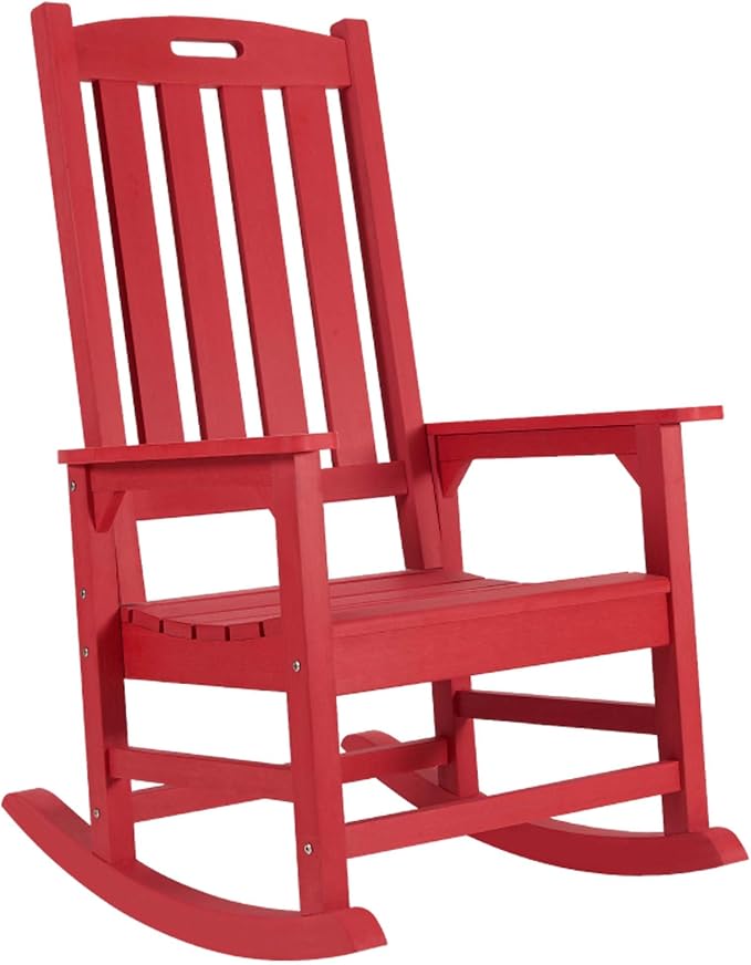 Oversized Outdoor Rocking Chair, HDPE Porch Rocker | High Back Rocking Chairs by PsilvamGardenFurniture
