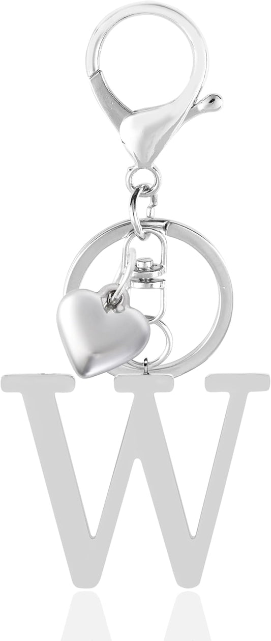 Metal Heart Alphabet Keychain for Women, Girls - Cute Initial Letter Accessories for Purse, Bag Charms and Backpack