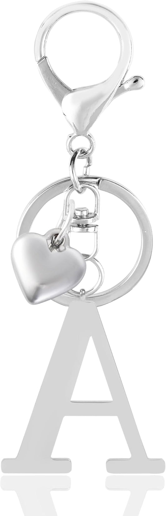 Metal Heart Alphabet Keychain for Women, Girls - Cute Initial Letter Accessories for Purse, Bag Charms and Backpack