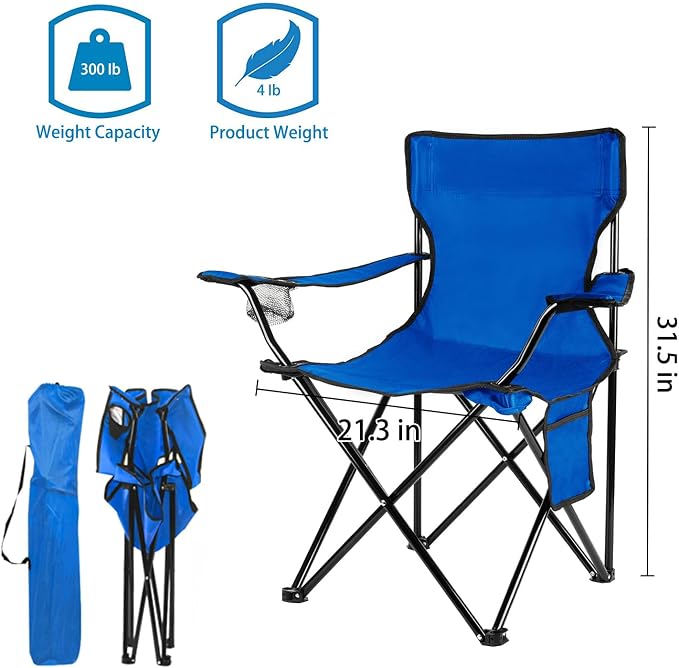 Damei century 4Pack Folding Camping Chairs, Portable - Image 3
