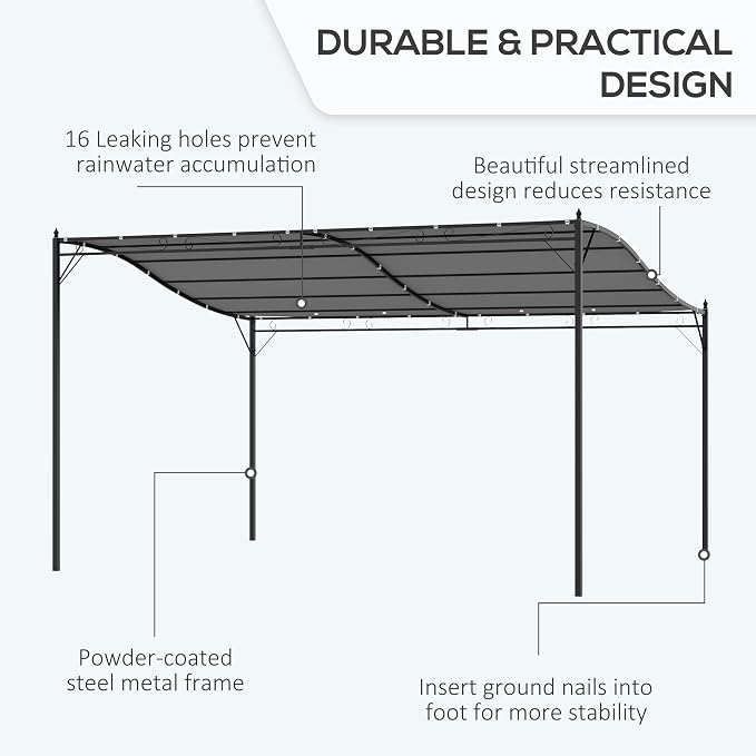 Outsunny 10' x 13' Steel Outdoor Pergola Gazebo Patio Canopy Cream White | - Image 4