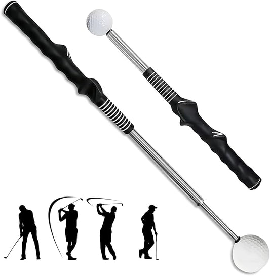 Golf Swing Trainer & Golf Grip Trainer – Retractable Golf Training Aid with Click Feedback for Tempo, Strength & Accuracy | Portable Golf Training Grip Tool for Indoor & Outdoor Practice