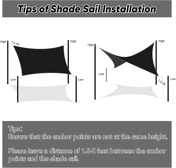 Shade&Beyond Custom Sun Shade Sail 12'x16'RectangleSun Sail Shades Patio UV - Image 6