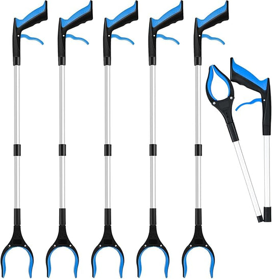 6 Pack Grabber Reacher Tool,32 Inch Foldable Reacher Grabber Pickup Tool with Strong Grip Magnetic,360°Rotating Anti-Slip Jaw,Trash Claw Grabber Tool,Grabbers for Seniors for Outdoor & Indoor (Blue)
