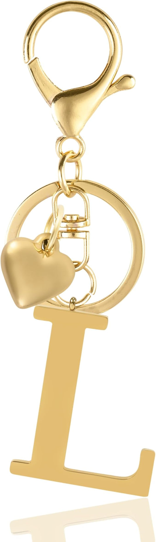 Metal Heart Alphabet Keychain for Women, Girls - Cute Initial Letter Accessories for Purse, Bag Charms and Backpack