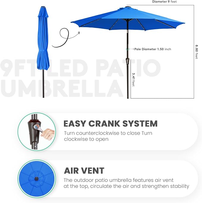 JEAREY 9FT Outdoor Patio Umbrella - Image 7