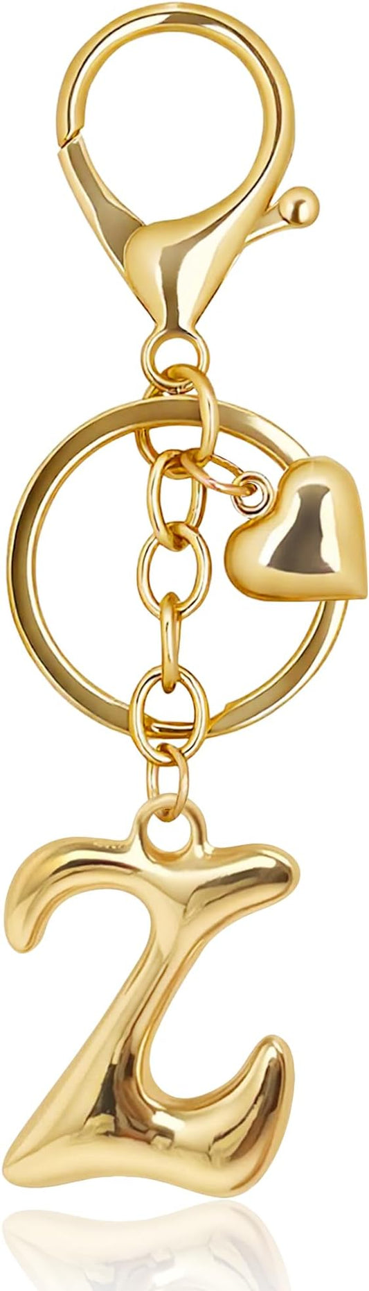 Gold Bubble Heart, Cherry, Bow & More Designs Letter Initial Keychain Bag Charms – Cute Purse Charms for Handbags