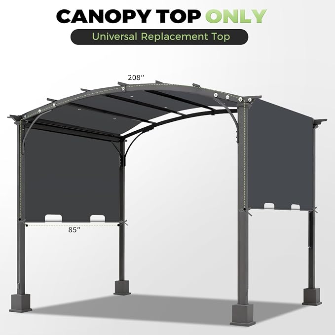 85x208 in Pergola Shade Cover for Steel Pergola L-PG080PST | Grey, Cover Only - Image 2