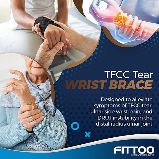 FITTOO Wrist Brace for TFCC Tears, Real Copper Infused TFCC Wrist Brace with Ring Pad for TFCC Tears, Ulnar Sided Wrist Pain, DRUJ Instability, Universal Size for Men & Women Right-L