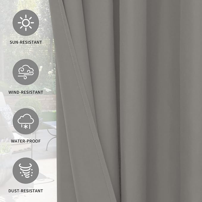 Easy-Going 100% Waterproof Outdoor Curtains 54x84 inch, Gazebo and Pergola 2 - Image 5