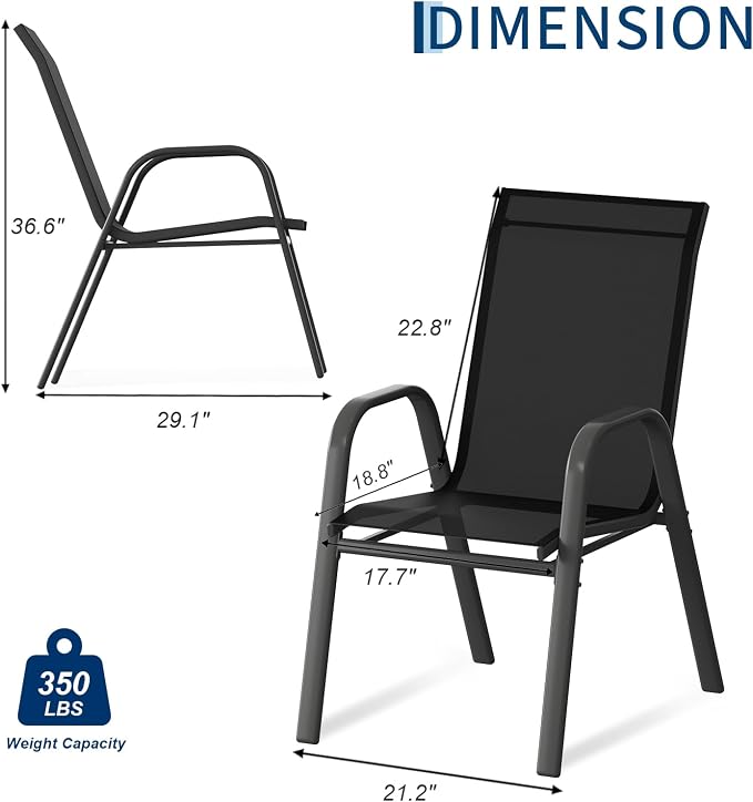Patio Chairs Set of 6, Stackable Chairs - Image 3