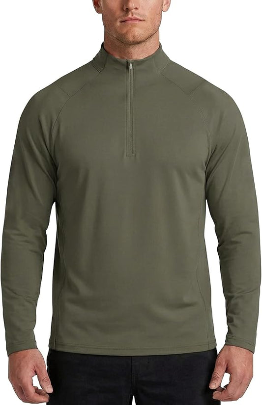 Zengjo Mens Quarter Zip Athletic Pullover Mid-Weight 1/4-Zip Running Workout Shirt Moisture Wicking