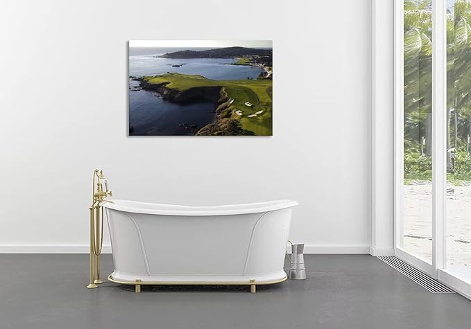 Pebble Beach Golf Course Wall Art Pictures - Pebble Beach Wall Art for Living Room Bedroom Bathroom Home Decorations Framed Artwork Canvas Prints Ready to Hang(18''H x 24''W)
