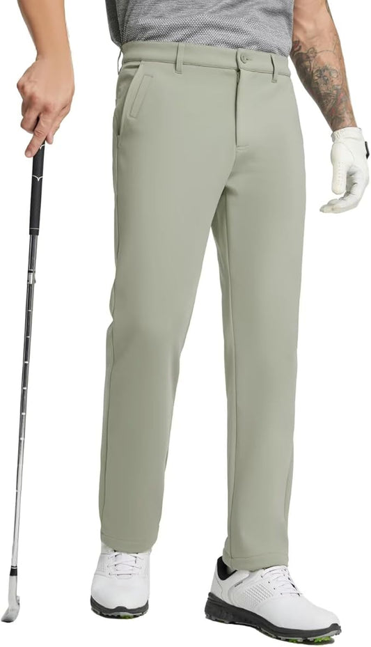 M MAELREG Golf Fleece Lined Pants Men Softshell Water-Resistant Workout Casual Outdoor Hiking Insulated Winter Pants for Men