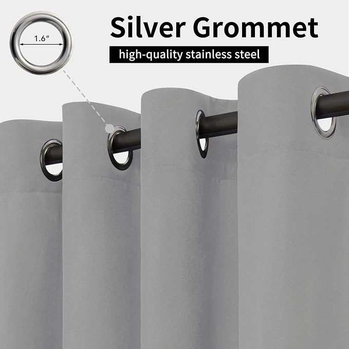 Easy-Going Outdoor Curtains for Patio 6 Panels, 54x84 inch, Light Grey | - Image 2