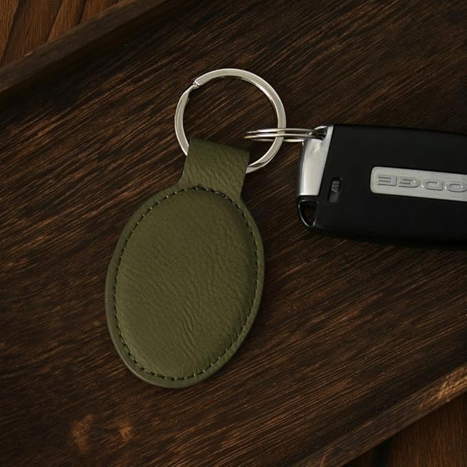LaserGram Oval Keychain, Off Road Racer, Personalized Engraving Included (Camo Green)