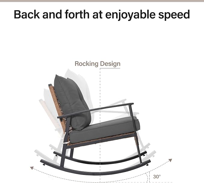 3-Piece Rocking Bistro Set, Outdoor Patio Furniture - Image 7