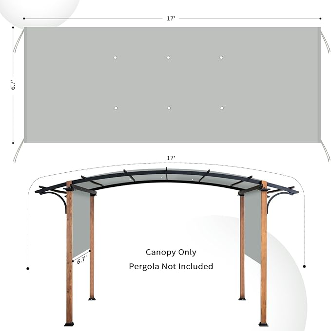 Pergola Shade Cover Replacement, 17 x 6.8 Ft, Adjustable Sliding Design - Image 2