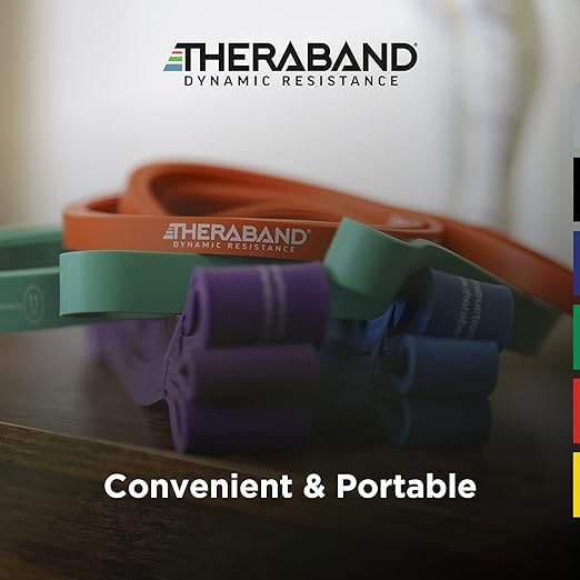 THERABAND High Resistance Band, Elastic Super Bands for Improving Flexibility, Injury Rehab, & Full Body Workouts, Heavy Duty Stretch Bands for Powerlifting, X-Heavy, Purple, 50 lbs. Resistance