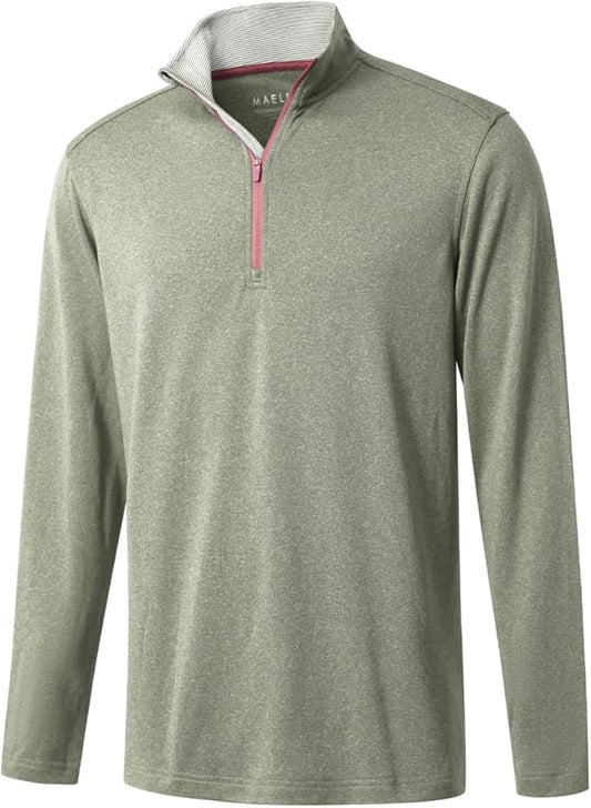 M MAELREG Quarter Zip Golf Pullover Men Dry Fit Long Sleeve Performance Wicking Mock Neck 1/4 Zip Pullover Mens Sweatshirt