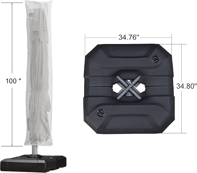 PURPLE LEAF Umbrella wiht Base & Cover 9' x 9' Height Control White | Large - Image 3
