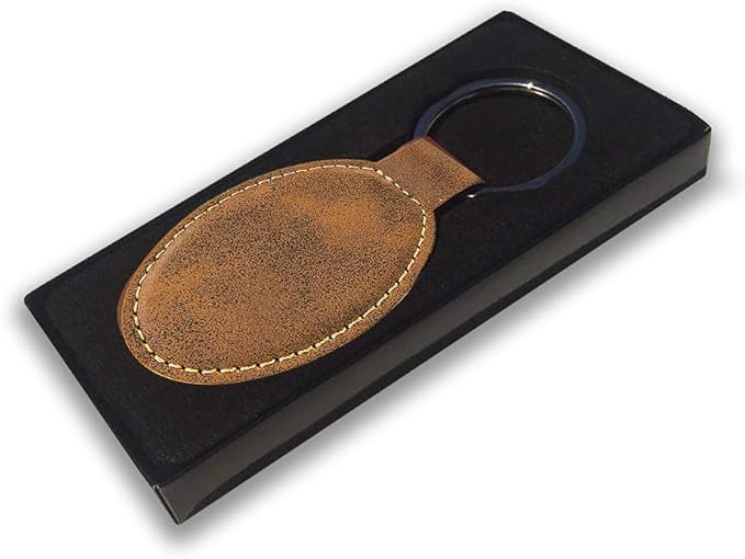 LaserGram Oval Keychain, Palm Trees, Personalized Engraving Included (Rustic with Gold)