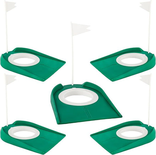 5 Pack Golf Putting Cup with Flag - Plastic Golf Putting Hole Training Aids for Indoor Outdoor Office Garage Backyard Practice