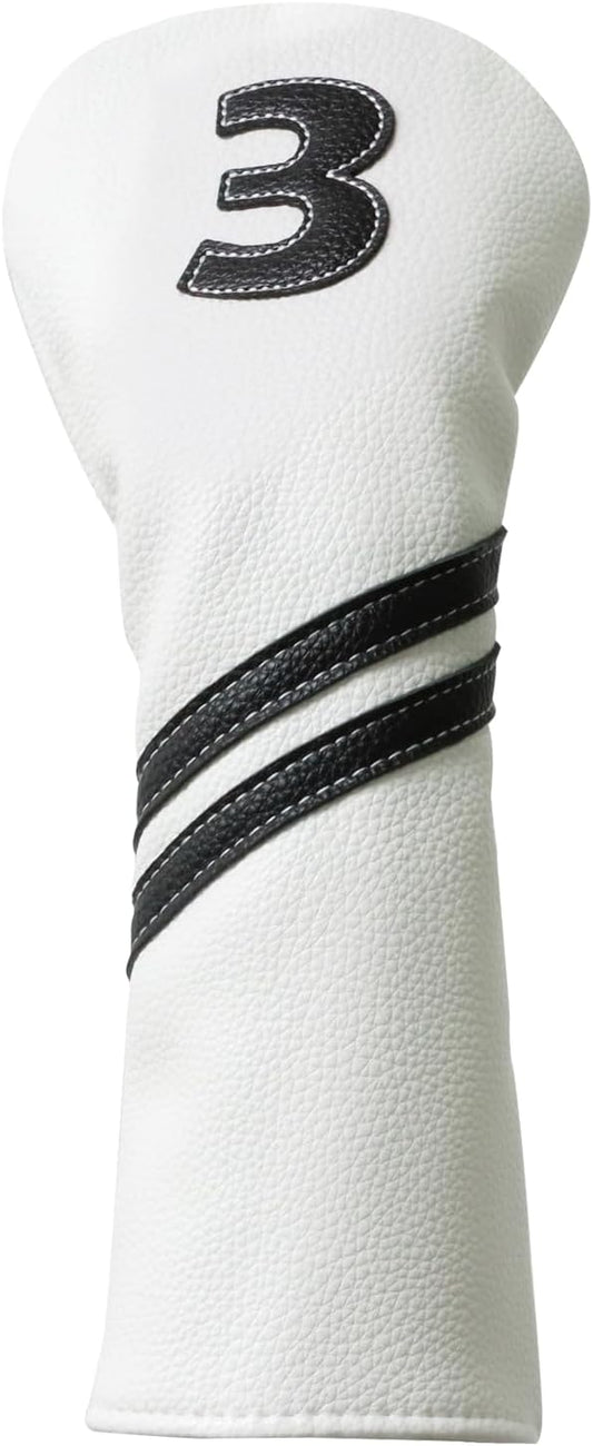 Golf Club Covers,4pcs or 1pc Golf Headcovers for Woods and Driver Fairway Hybrids Women Men - Premium PU Leather with Interchangeable Tags & Magnetic Blade and Mallet Putter Covers