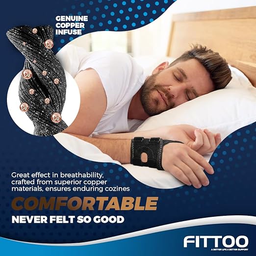FITTOO Wrist Brace for TFCC Tears, Real Copper Infused TFCC Wrist Brace with Ring Pad for TFCC Tears, Ulnar Sided Wrist Pain, DRUJ Instability, Universal Size for Men & Women Right-L