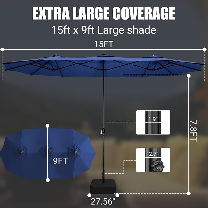 15FT Double-Sided Patio Umbrella - Image 3