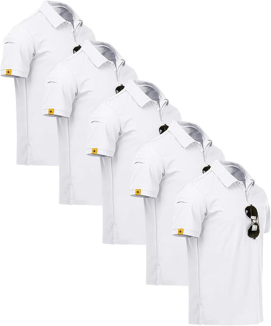 ZITY 5 Pack Mens Polo Shirt Short Sleeve Sports Golf Tennis T-Shirt Moisture-Wicking Summer Shirts