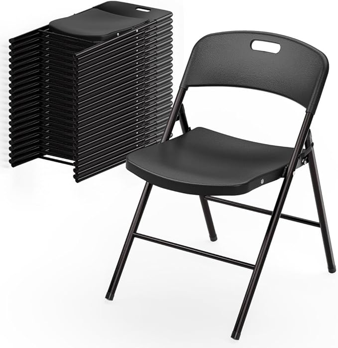 Bonnlo 20-Pack Black Plastic Folding Chairs, Portable Seat by Bonnlo