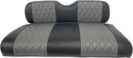 Huskey Parts Company 4PCS Charcoal Gray Golf Cart Front Rear Seat Cover Diamond Stitching for EZGO RXV 2008-UP, Marine Grade Vinyl, Custom Fit, Staple On