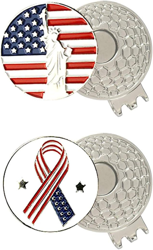 Colorful Golf Ball Markers with Silver Color Golf Hat Clips