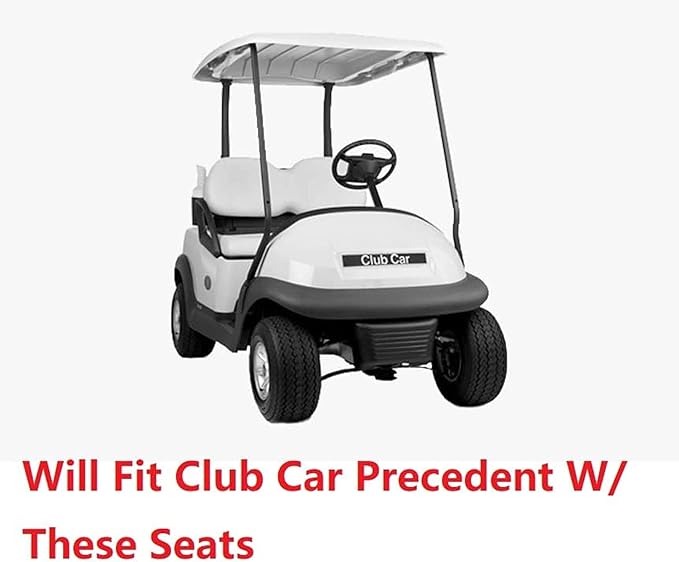 Huskey Golf Cart Front Seat Covers for Club Car Precedent 2004+ Models, Custom Fit, Black/Red Diamond Stitching, Marine Grade Vinyl, Staple On