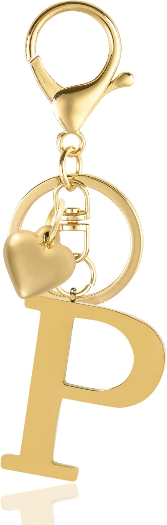 Metal Heart Alphabet Keychain for Women, Girls - Cute Initial Letter Accessories for Purse, Bag Charms and Backpack