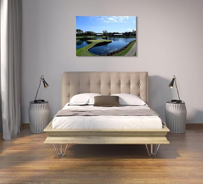 TPC Sawgrass Golf Course Wall Art for Living Room Bedroom Office Wall Decor - USA Golf Course Picture Poster Framed Artwork Canvas Prints Golf Art Ready to Hang(24''H x 36''W)