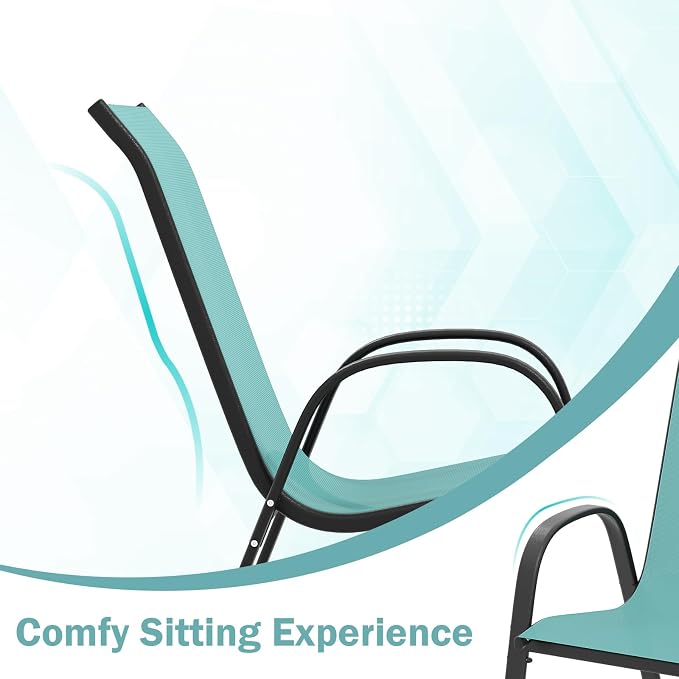 COSTWAY Patio Stackable Dining Chairs Set of 2 - Image 6