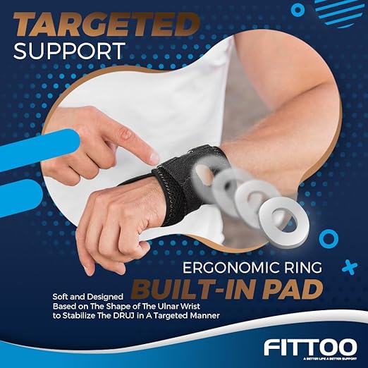 FITTOO Wrist Brace for TFCC Tears, Real Copper Infused TFCC Wrist Brace with Ring Pad for TFCC Tears, Ulnar Sided Wrist Pain, DRUJ Instability, Universal Size for Men & Women Left-M
