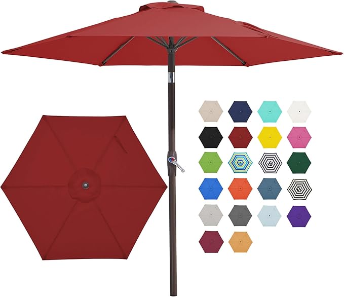 JEAREY 7.5 ft Outdoor Patio Umbrella, Table Umbrella, Tilt & Crank lift by JEAREYOutdoorsCollection