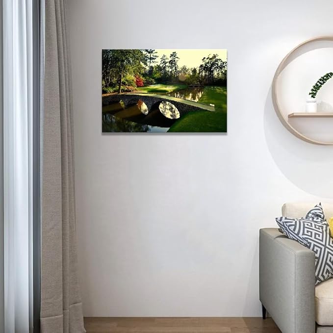 chenchenArt Augusta National Golf Course Wall Art for Living Room Bedroom Bathroom Home Decorations Golf Art Golf Picture Poster Canvas Prints Framed Ready to Hang(12''H x 16''W)