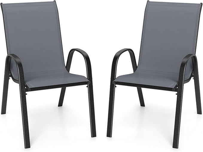 GIANTEX Patio Chairs Set of 2, Stackable Outdoor Dining Chairs by Giantex