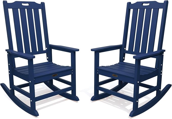 THOEOE Outdoor Rocking Chairs Set of 2, Oversized Patio Rocking Chair | HDPE by THOEOE