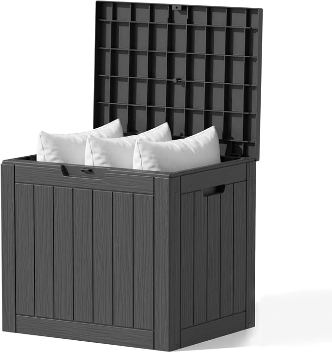 Outdoor Storage Box, 35 Gallon Waterproof Deck Box, Quick Snap-Lock Resin by GraceYourYard